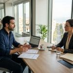 Negociar aumento salarial em Portugal, trabalhador e empregador em discussão